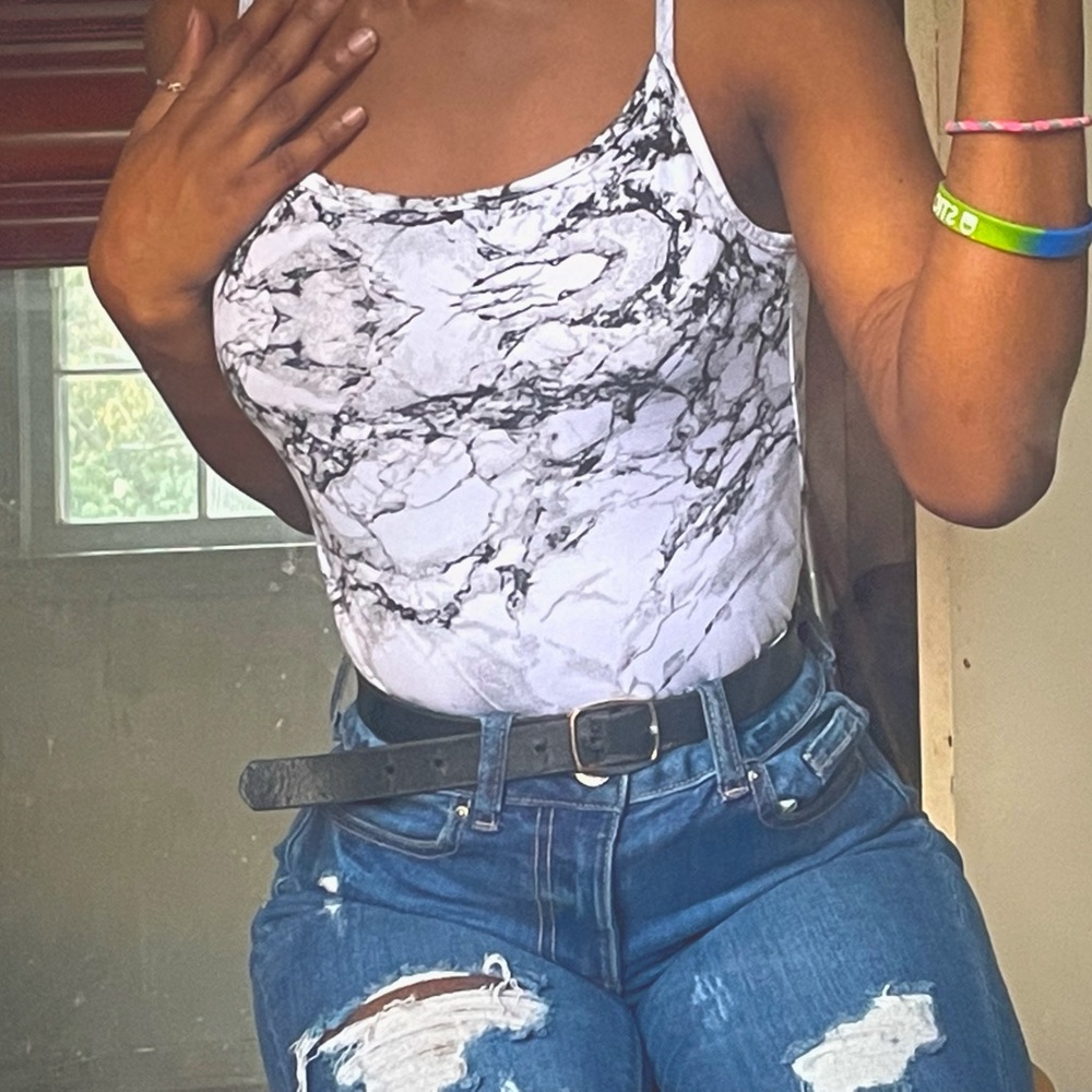 marble white bodysuit